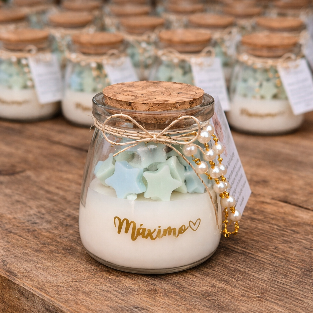 Velas estrella con denario tipo corcho