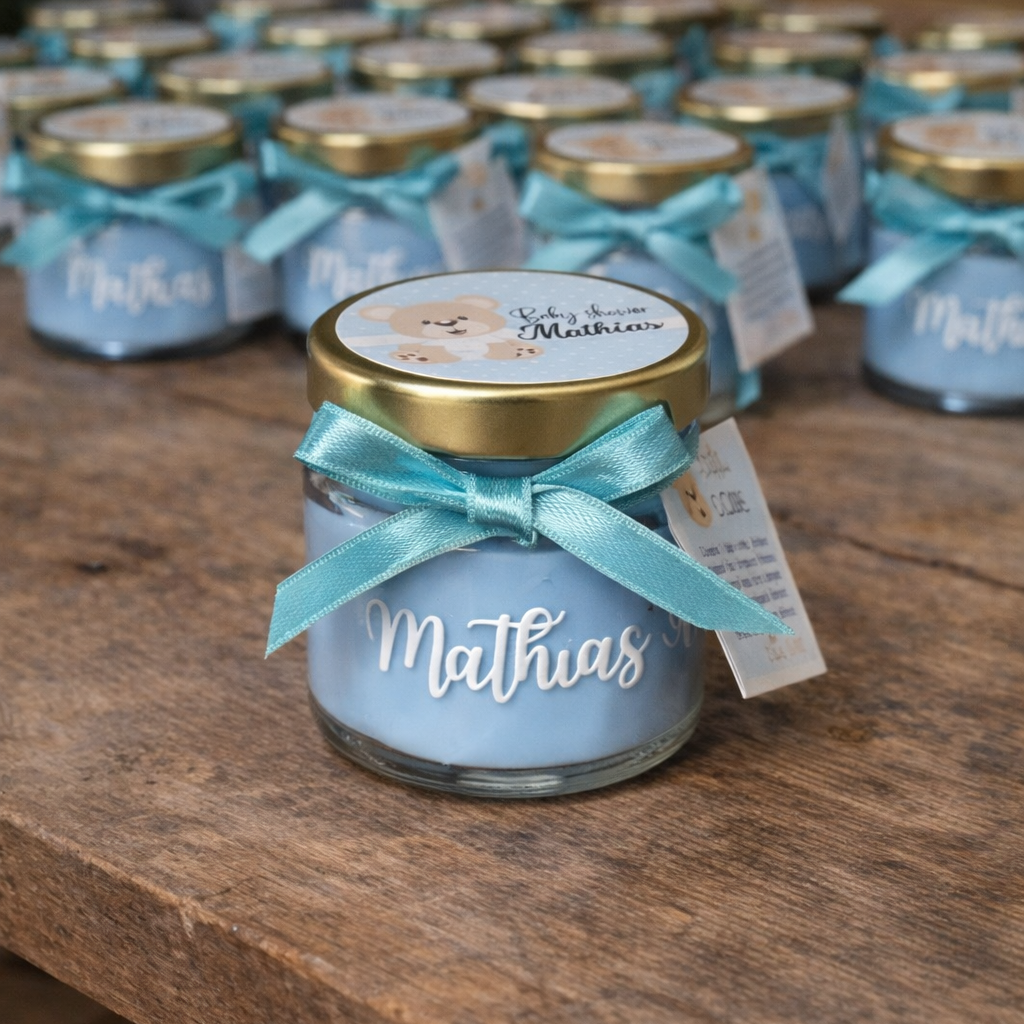 Recordatorio vela vasito con cinta y nombre